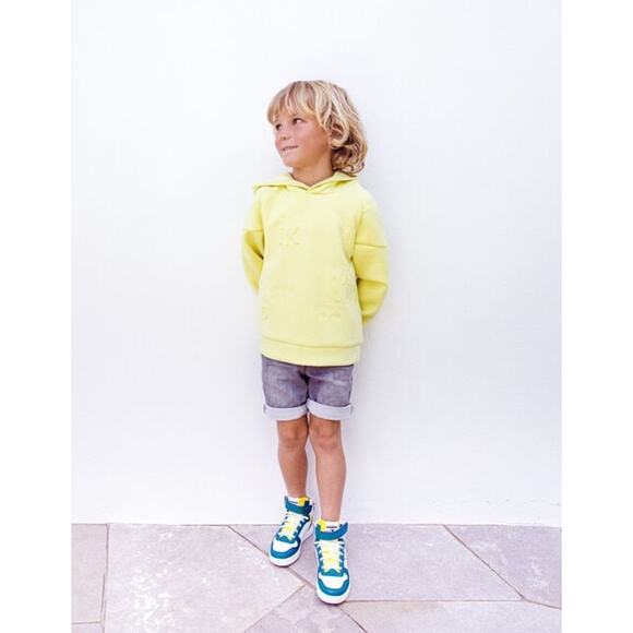 IKKS yellow embossed surf hoodie sweatshirt SIZE 4 - Picture 6 of 6